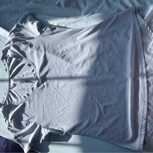 90 Degree By Reflex Gray and Blue Ruched Short Sleeve Tee